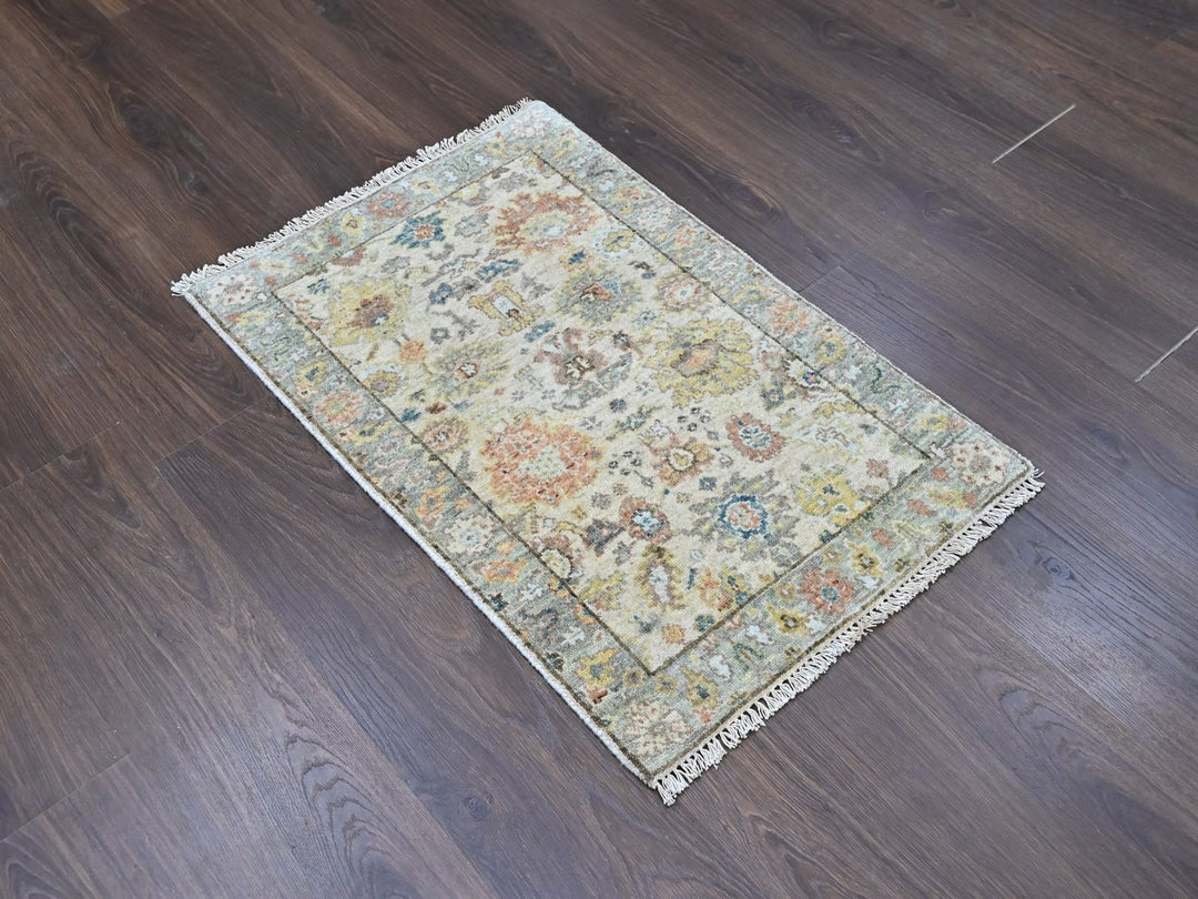 2'0" x 3'0" New Hand Knotted Beige Wool Rectangle Oriental Rug - MOA10210363