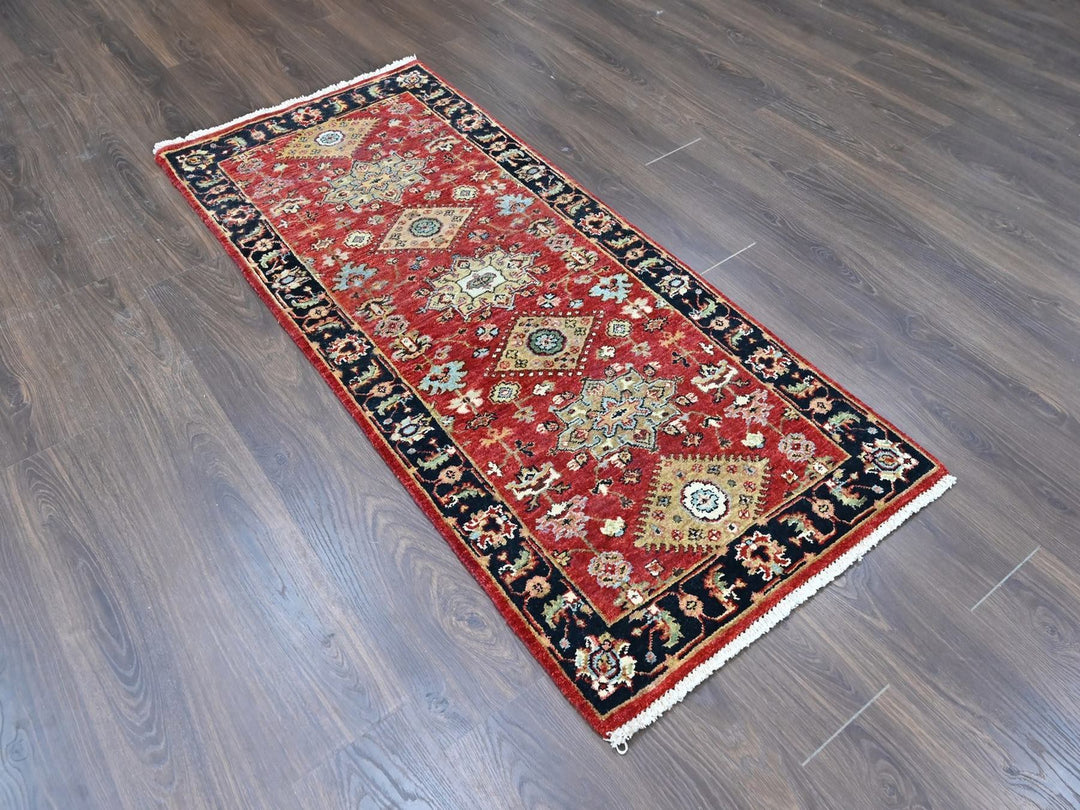 2'7" x 5'11" New Hand Knotted Red Wool Runner Oriental Rug - MOA10210364