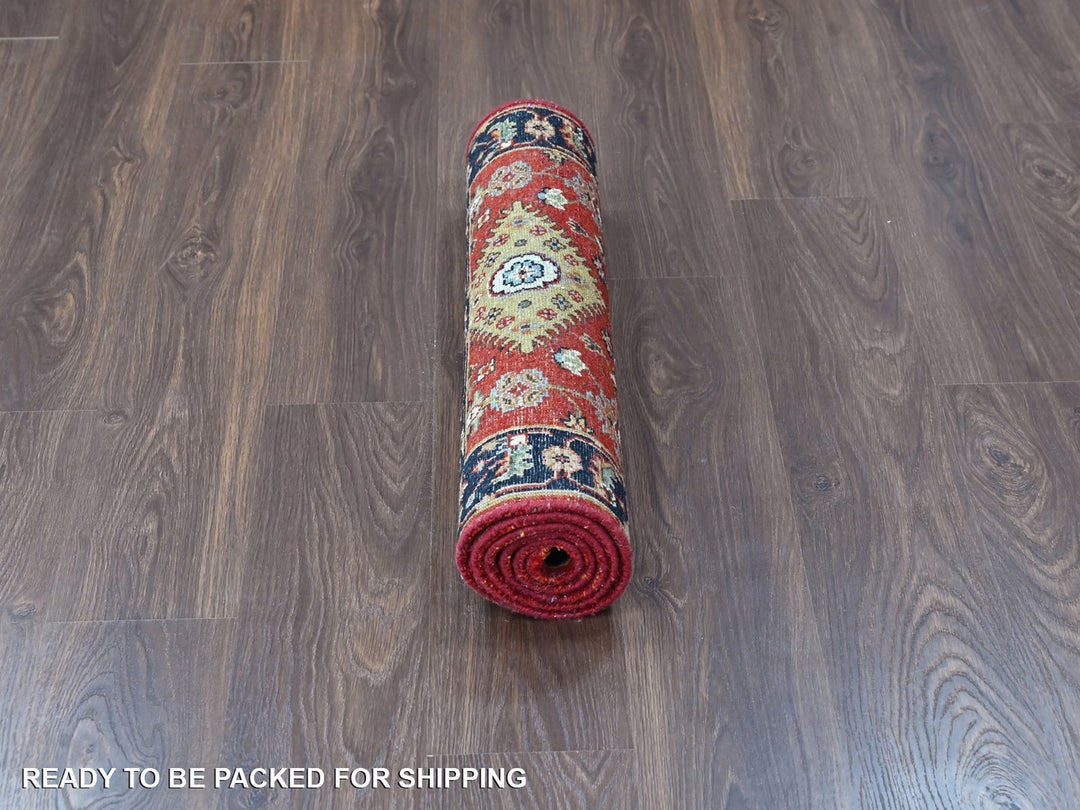 2'7" x 5'11" New Hand Knotted Red Wool Runner Oriental Rug - MOA10210364