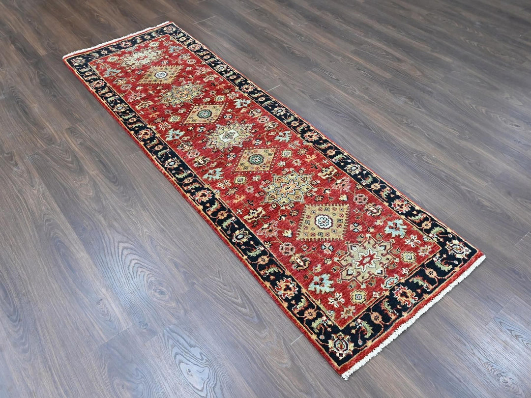 2'7" x 8'1" New Hand Knotted Red Wool Runner Oriental Rug - MOA10210365