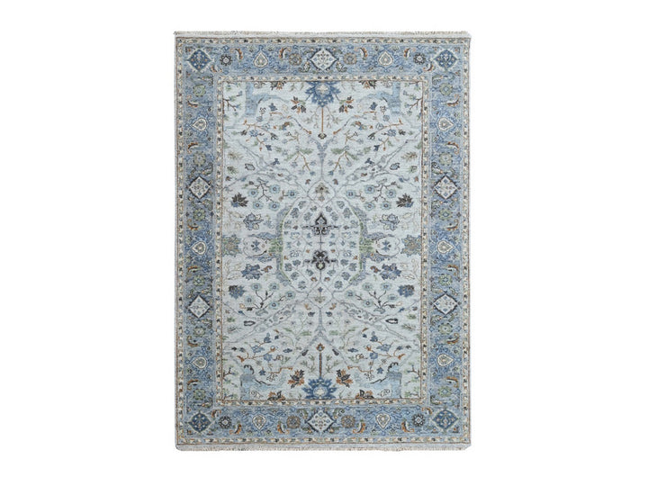 4'11" x 7'0" New Hand Knotted Grey Wool Rectangle Oriental Rug - MOA10210366