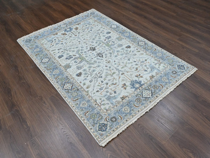 4'11" x 7'0" New Hand Knotted Grey Wool Rectangle Oriental Rug - MOA10210366