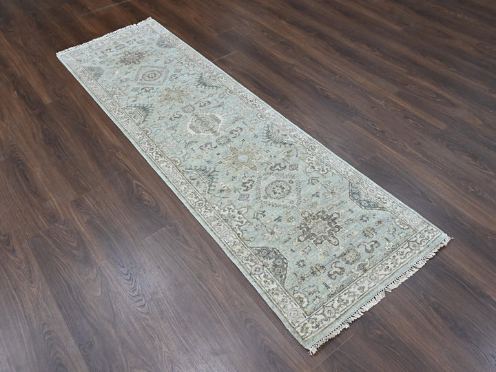 2'5" x 8'1" New Hand Knotted Green Wool Runner Oriental Rug - MOA10210367
