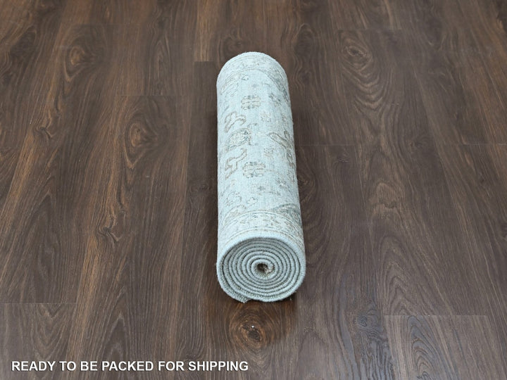 2'5" x 8'1" New Hand Knotted Green Wool Runner Oriental Rug - MOA10210367