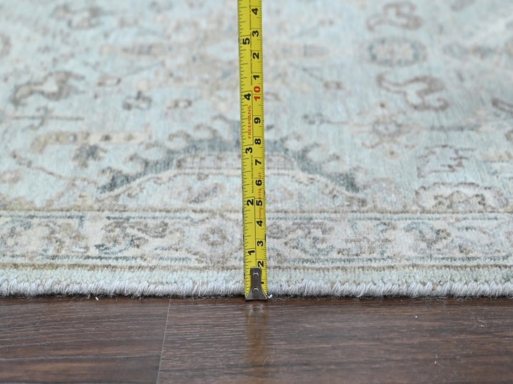 2'6" x 10'0" New Hand Knotted Green Wool Runner Oriental Rug - MOA10210368