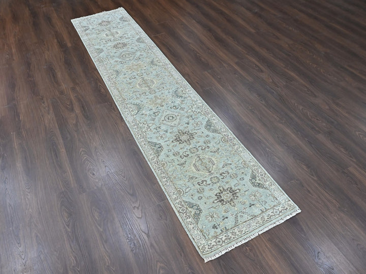 2'6" x 11'9" New Hand Knotted Green Wool Runner Oriental Rug - MOA10210369