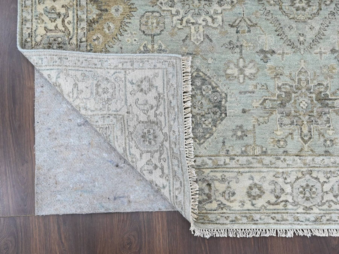 5'11" x 8'10" New Hand Knotted Green Wool Rectangle Oriental Rug - MOA10210370