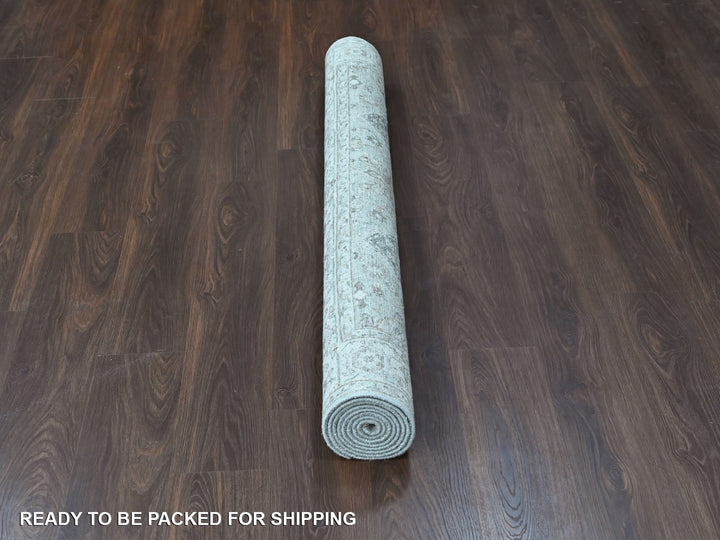 5'11" x 8'10" New Hand Knotted Green Wool Rectangle Oriental Rug - MOA10210370