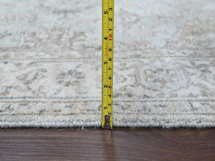 5'11" x 8'10" New Hand Knotted Green Wool Rectangle Oriental Rug - MOA10210370