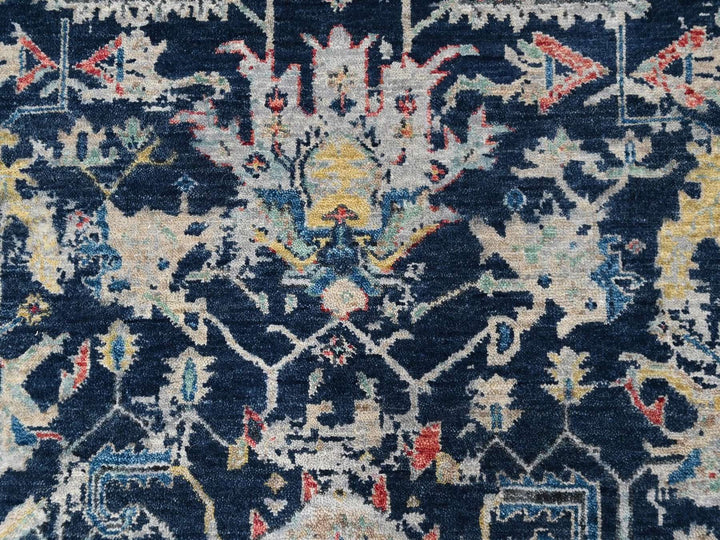 4'0" x 5'11" New Hand Knotted Blue Wool Rectangle Oriental Rug - MOA10210371