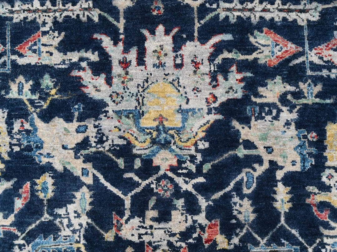 5'1" x 6'9" New Hand Knotted Blue Wool Rectangle Oriental Rug - MOA10210372