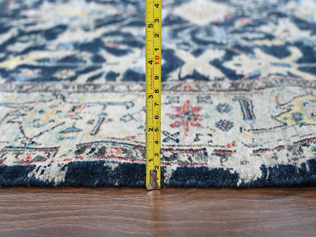 5'1" x 6'9" New Hand Knotted Blue Wool Rectangle Oriental Rug - MOA10210372