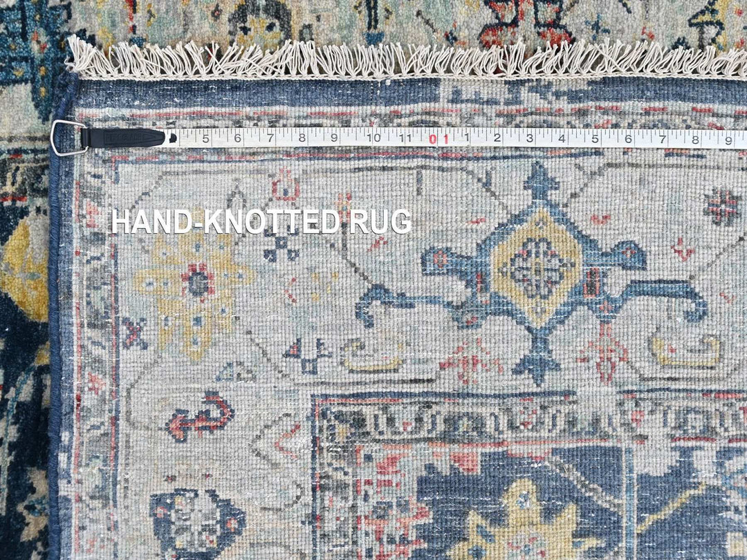 5'1" x 6'9" New Hand Knotted Blue Wool Rectangle Oriental Rug - MOA10210372