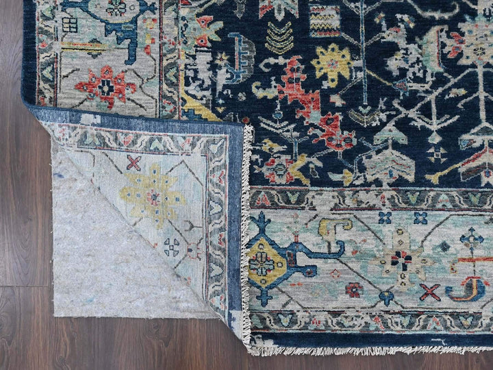 7'11" x 9'10" New Hand Knotted Blue Wool Rectangle Oriental Rug - MOA10210373