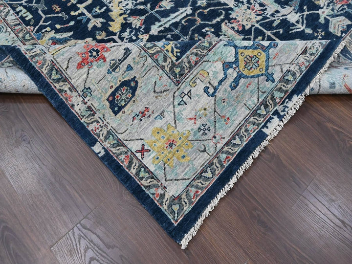 7'11" x 9'10" New Hand Knotted Blue Wool Rectangle Oriental Rug - MOA10210373