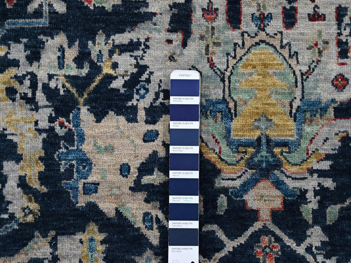 7'11" x 9'10" New Hand Knotted Blue Wool Rectangle Oriental Rug - MOA10210373