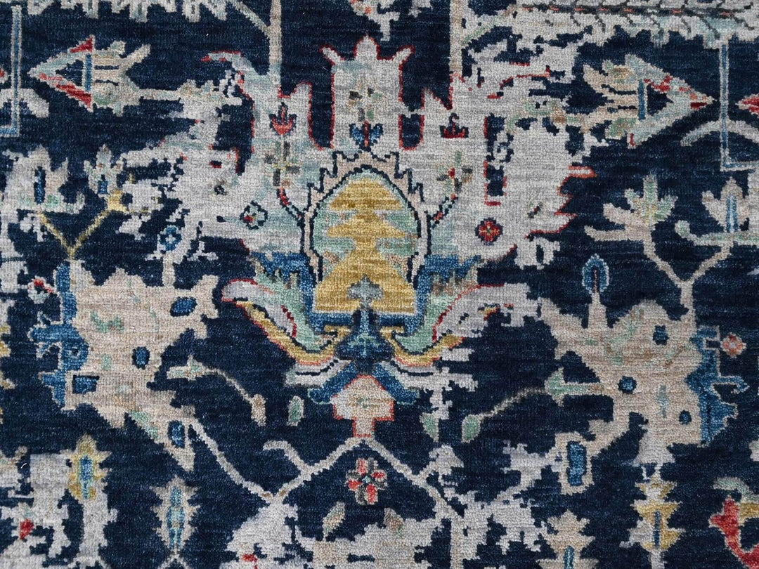 7'11" x 9'10" New Hand Knotted Blue Wool Rectangle Oriental Rug - MOA10210373
