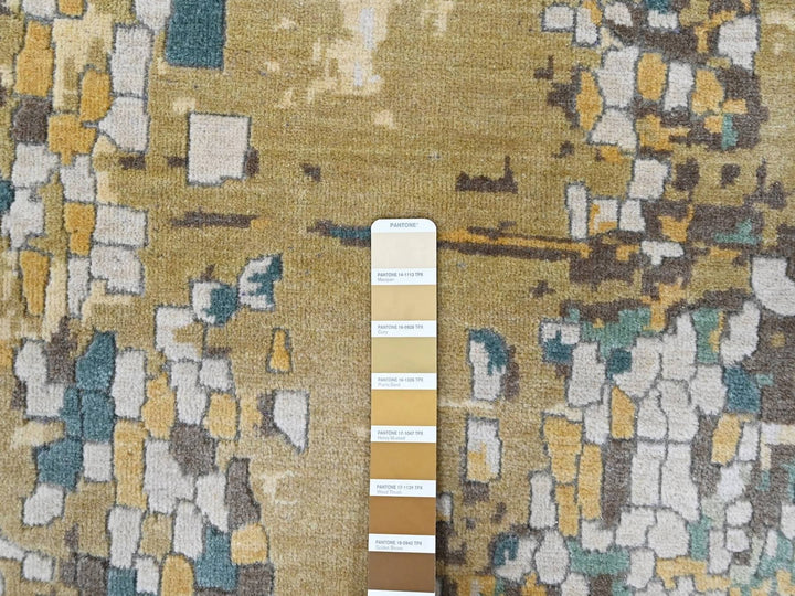 8'10" x 11'9" New Hand Knotted Ivory Wool & Silk Rectangle Oriental Rug - MOA10210376