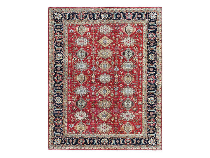 9'2" x 12'1" New Hand Knotted Red Wool Rectangle Oriental Rug - MOA10210377