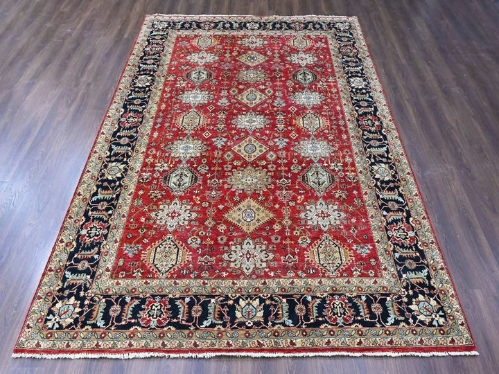 9'2" x 12'1" New Hand Knotted Red Wool Rectangle Oriental Rug - MOA10210377