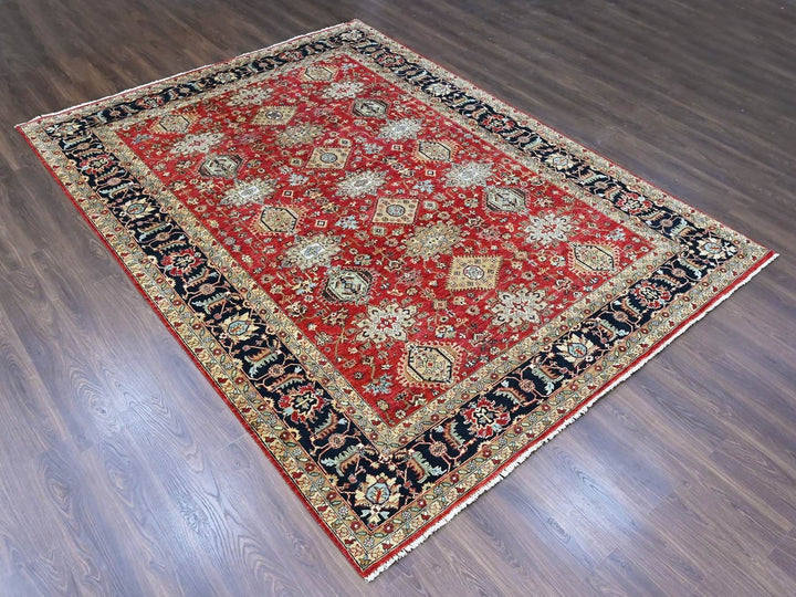 9'2" x 12'1" New Hand Knotted Red Wool Rectangle Oriental Rug - MOA10210377