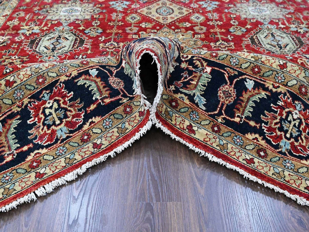 9'2" x 12'1" New Hand Knotted Red Wool Rectangle Oriental Rug - MOA10210377