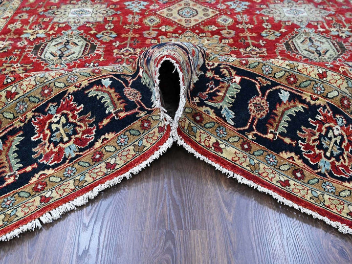 9'2" x 12'1" New Hand Knotted Red Wool Rectangle Oriental Rug - MOA10210377