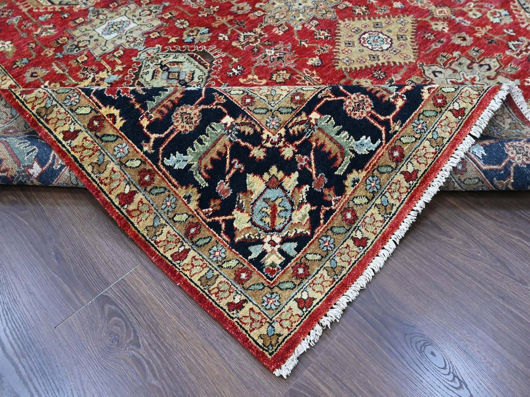 9'2" x 12'1" New Hand Knotted Red Wool Rectangle Oriental Rug - MOA10210377