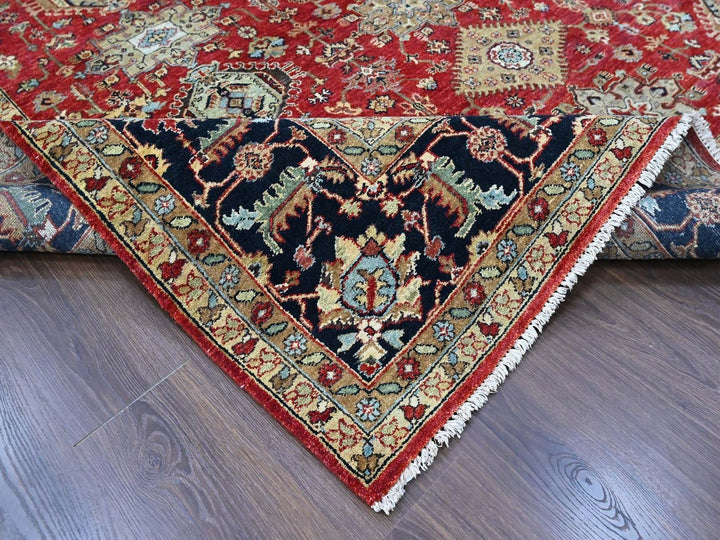 9'2" x 12'1" New Hand Knotted Red Wool Rectangle Oriental Rug - MOA10210377