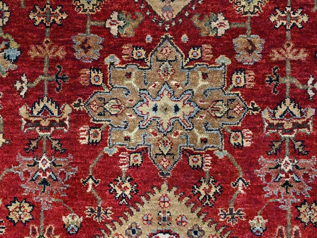 9'2" x 12'1" New Hand Knotted Red Wool Rectangle Oriental Rug - MOA10210377