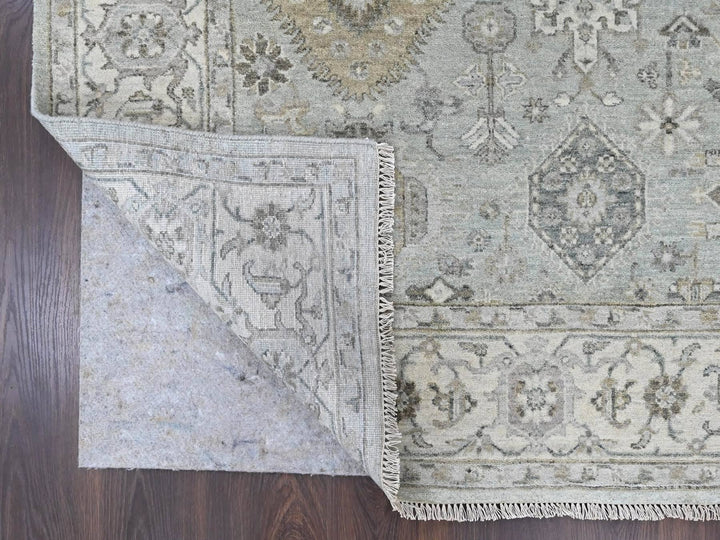 8'0" x 9'9" New Hand Knotted Green Wool Rectangle Oriental Rug - MOA10210378