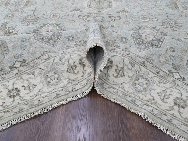 8'0" x 9'9" New Hand Knotted Green Wool Rectangle Oriental Rug - MOA10210378