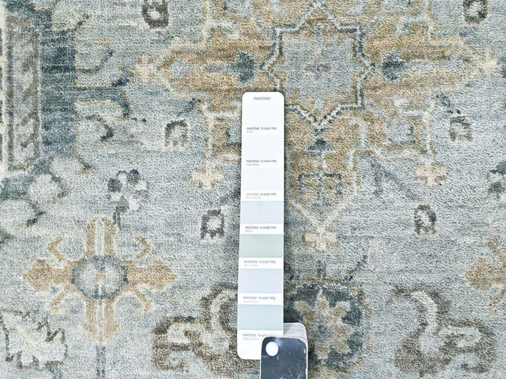 8'11" x 11'11" New Hand Knotted Green Wool Rectangle Oriental Rug - MOA10210379