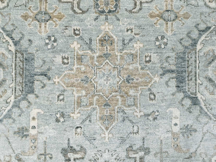 8'11" x 11'11" New Hand Knotted Green Wool Rectangle Oriental Rug - MOA10210379