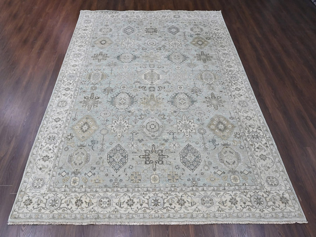 9'10" x 13'9" New Hand Knotted Green Wool Rectangle Oriental Rug - MOA10210380