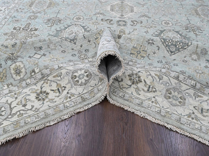 9'10" x 13'9" New Hand Knotted Green Wool Rectangle Oriental Rug - MOA10210380