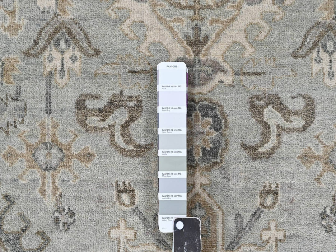 9'10" x 13'9" New Hand Knotted Green Wool Rectangle Oriental Rug - MOA10210380