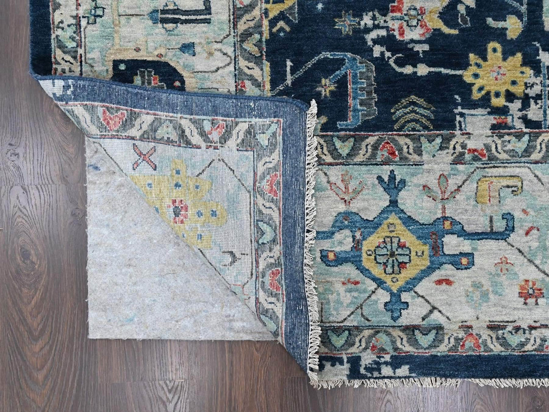 10'2" x 13'10" New Hand Knotted Blue Wool Rectangle Oriental Rug - MOA10210381