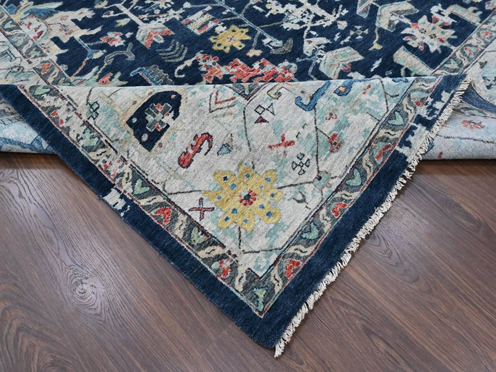 10'2" x 13'10" New Hand Knotted Blue Wool Rectangle Oriental Rug - MOA10210381