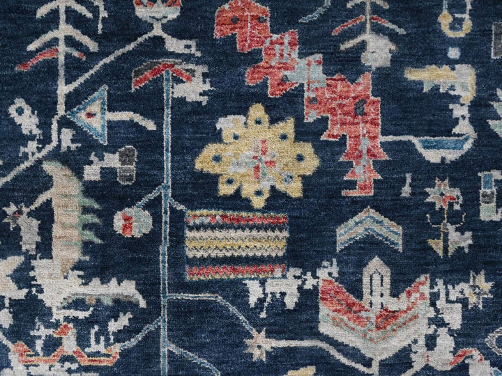 10'2" x 13'10" New Hand Knotted Blue Wool Rectangle Oriental Rug - MOA10210381