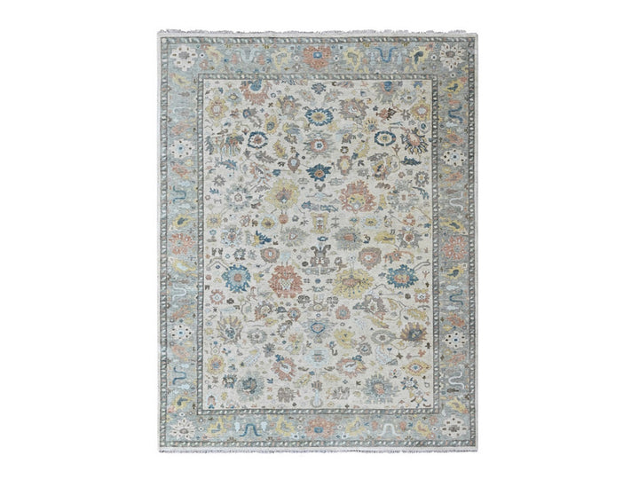 8'10" x 11'10" New Hand Knotted Beige Wool Rectangle Oriental Rug - MOA10210382