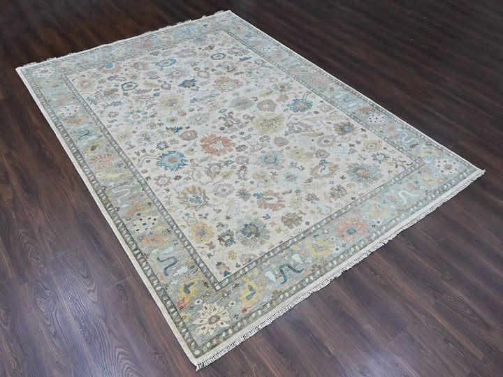 8'10" x 11'10" New Hand Knotted Beige Wool Rectangle Oriental Rug - MOA10210382