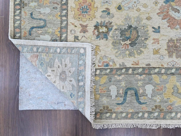 8'10" x 11'10" New Hand Knotted Beige Wool Rectangle Oriental Rug - MOA10210382