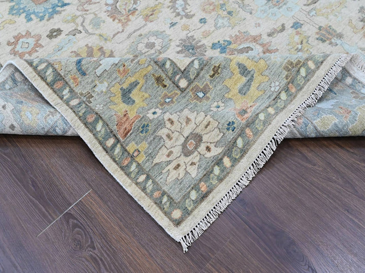 8'10" x 11'10" New Hand Knotted Beige Wool Rectangle Oriental Rug - MOA10210382