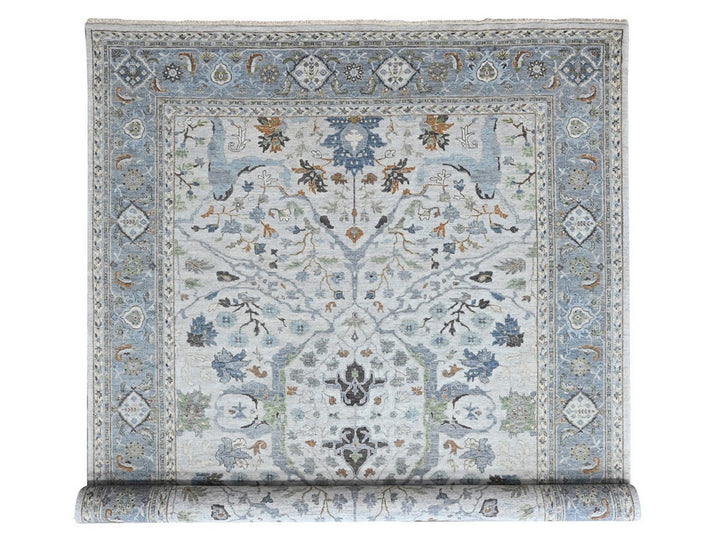 9'11" x 13'9" New Hand Knotted Grey Wool Rectangle Oriental Rug - MOA10210384