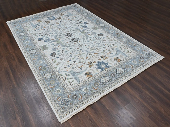 9'11" x 13'9" New Hand Knotted Grey Wool Rectangle Oriental Rug - MOA10210384