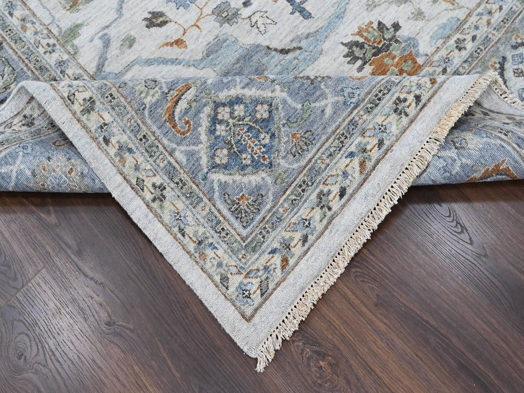 9'11" x 13'9" New Hand Knotted Grey Wool Rectangle Oriental Rug - MOA10210384