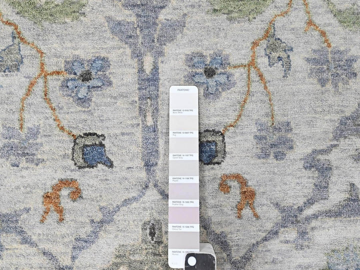 9'11" x 13'9" New Hand Knotted Grey Wool Rectangle Oriental Rug - MOA10210384