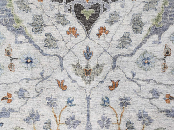 9'11" x 13'9" New Hand Knotted Grey Wool Rectangle Oriental Rug - MOA10210384