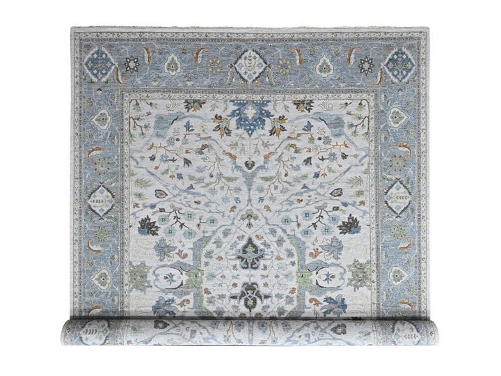 12'0" x 14'11" New Hand Knotted Grey Wool Rectangle Oriental Rug - MOA10210385